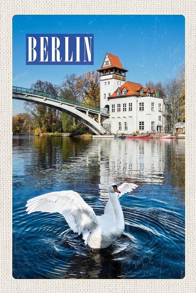 Holzschild 18x12 cm Berlin Deutschland Spree Fluss Bildmotiv Reisemotiv Abenteuer Reisen