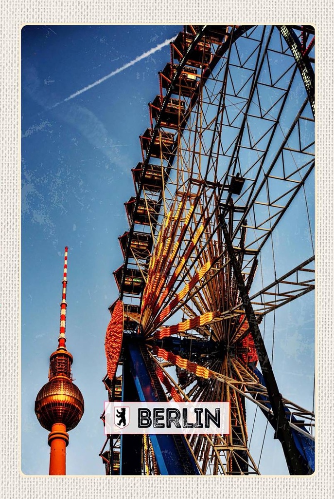 Holzschild 18x12 cm Berlin Deutschland Kirmes Bildmotiv Reisemotiv Abenteuer Reisen