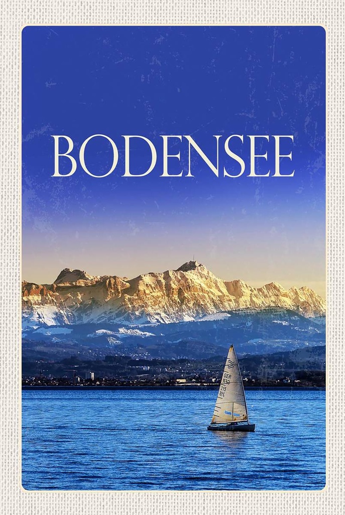 Holzschild 18x12 cm Bodensee Deutschland Bot See Bildmotiv Reisemotiv Abenteuer Reisen