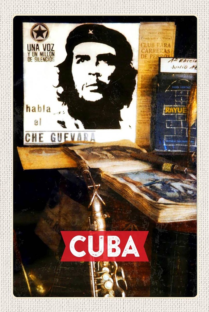 Holzschild 18x12 cm Cuba Karibik Che Guevara Demokratie Bildmotiv Reisemotiv Abenteuer Reisen