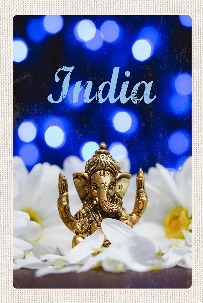 Holzschild 18x12 cm Indien Skulptur Elefant Ganesha Hindu Bildmotiv Reisemotiv Abenteuer Reisen