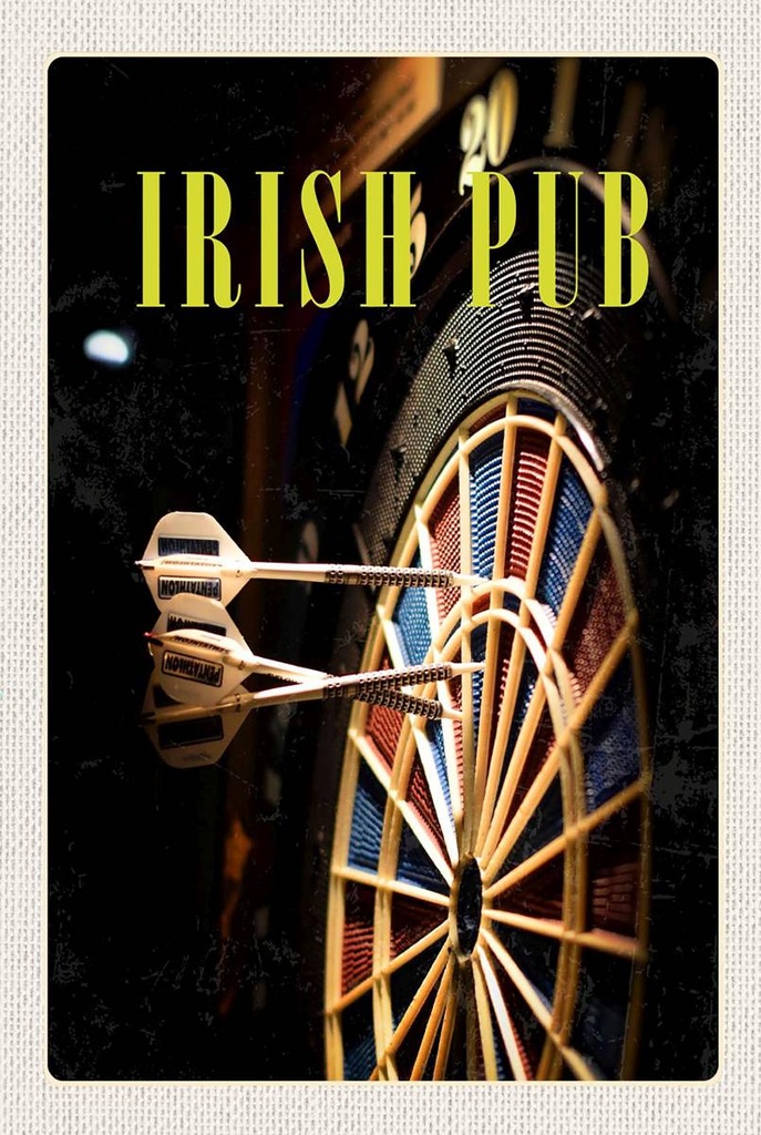 Holzschild 18x12 cm Irland Kneipen Spiel Dartboard Bildmotiv Reisemotiv Abenteuer Reisen