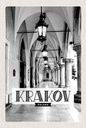 Holzschild 18x12 cm Krakow Kleinpolen schwarz weiß Gang Bildmotiv Reisemotiv Abenteuer Reisen