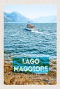 Holzschild 18x12 cm Lago Maggiore Italien Insel Boot Meer Bildmotiv Reisemotiv Abenteuer Reisen
