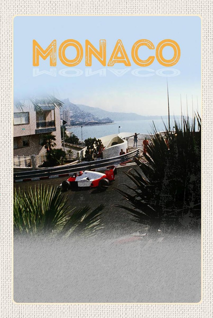 Holzschild 18x12 cm Monaco Frankreich Autorennen Strand