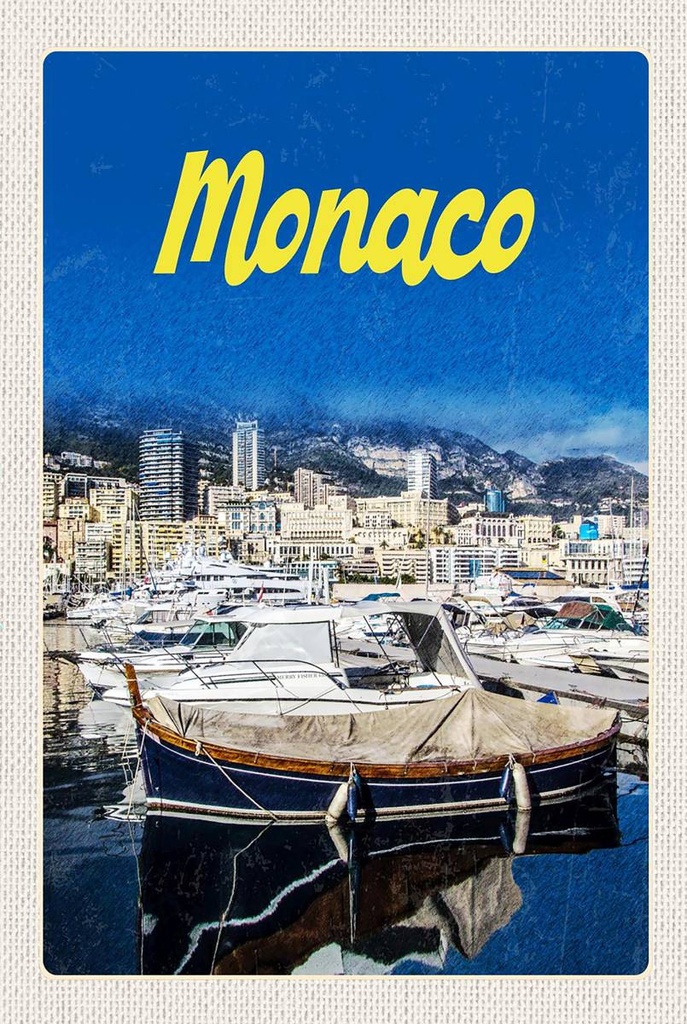 Holzschild 18x12 cm Monaco Frankreich Yacht Strand Meer