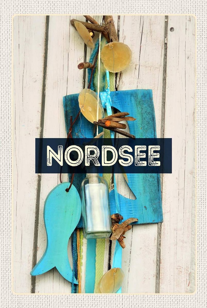 Holzschild 18x12 cm Nordsee Anhänger Fisch Holz Bildmotiv Reisemotiv Abenteuer Reisen