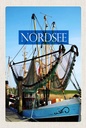 Holzschild 18x12 cm Nordsee Fischerboot Fischernetz Meer Bildmotiv Reisemotiv Abenteuer Reisen