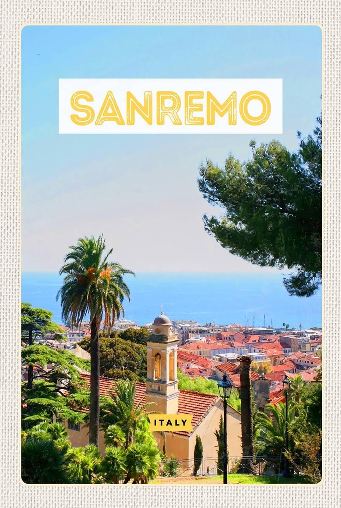 Holzschild 18x12 cm Sanremo Italien Reise Sonne Sommer Bildmotiv Reisemotiv Abenteuer Reisen