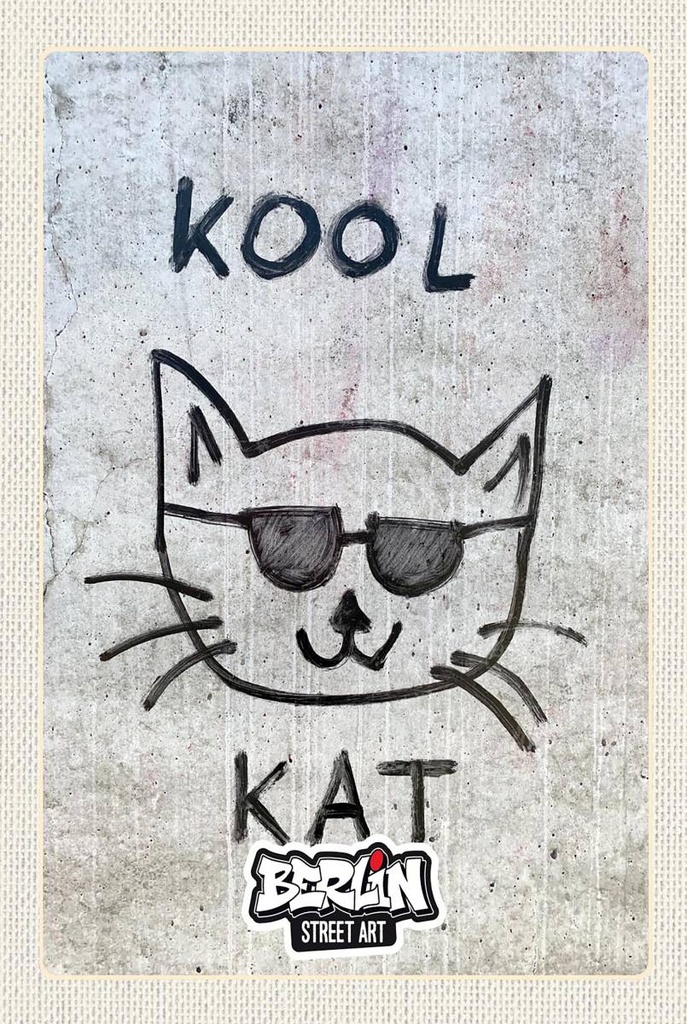 Holzschild 18x12 cm Berlin Hauptstadt Street Art Katze Bildmotiv Reisemotiv Abenteuer Reisen