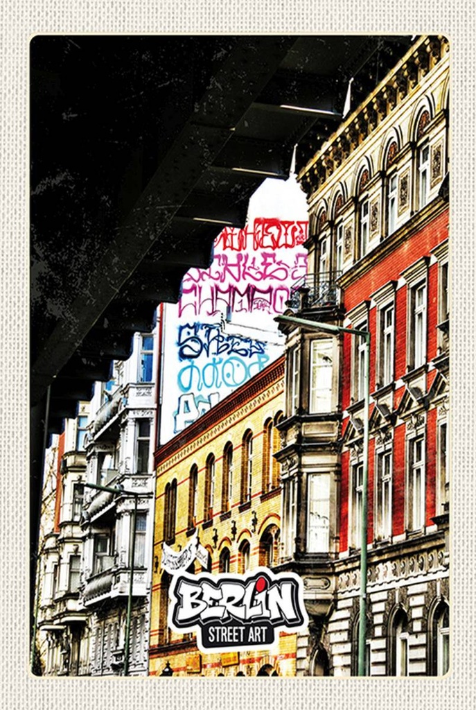 Holzschild 18x12 cm Berlin Deutschland Graffiti Street Art Bildmotiv Reisemotiv Abenteuer Reisen