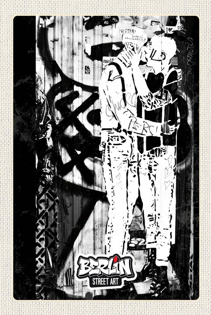 Holzschild 18x12 cm Berlin Deutschland Geschlecht Graffiti Bildmotiv Reisemotiv Abenteuer Reisen