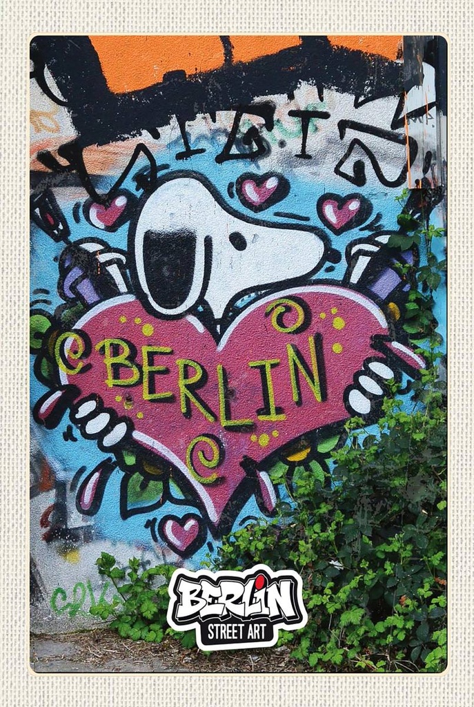 Holzschild 18x12 cm Berlin Liebe Graffiti Kunst Street Art Bildmotiv Reisemotiv Abenteuer Reisen