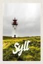 Holzschild 18x12 cm Sylt Strand Leuchtturm Wiese Bildmotiv Reisemotiv Abenteuer Reisen