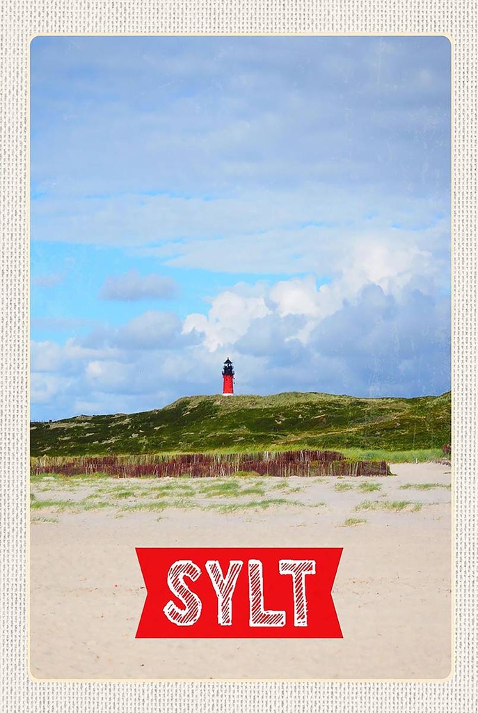 Holzschild 18x12 cm Sylt Insel Deutschland Leuchtturm Bildmotiv Reisemotiv Abenteuer Reisen