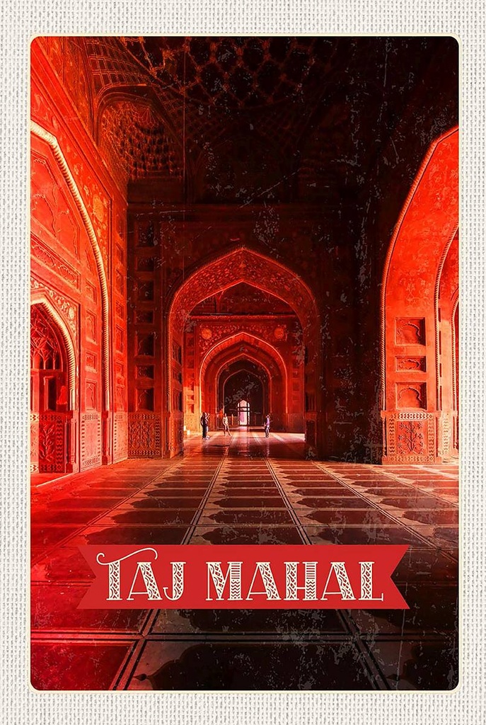 Holzschild 18x12 cm Indien Taj Mahal innen Flur Bildmotiv Reisemotiv Abenteuer Reisen