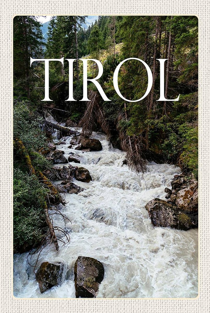 Holzschild 18x12 cm Tirol ÖsterreichStrömung Bildmotiv Reisemotiv Abenteuer Reisen