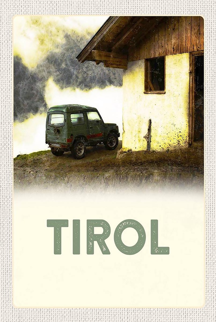 Holzschild 18x12 cm Tirol Haus auf den Bergen Auto