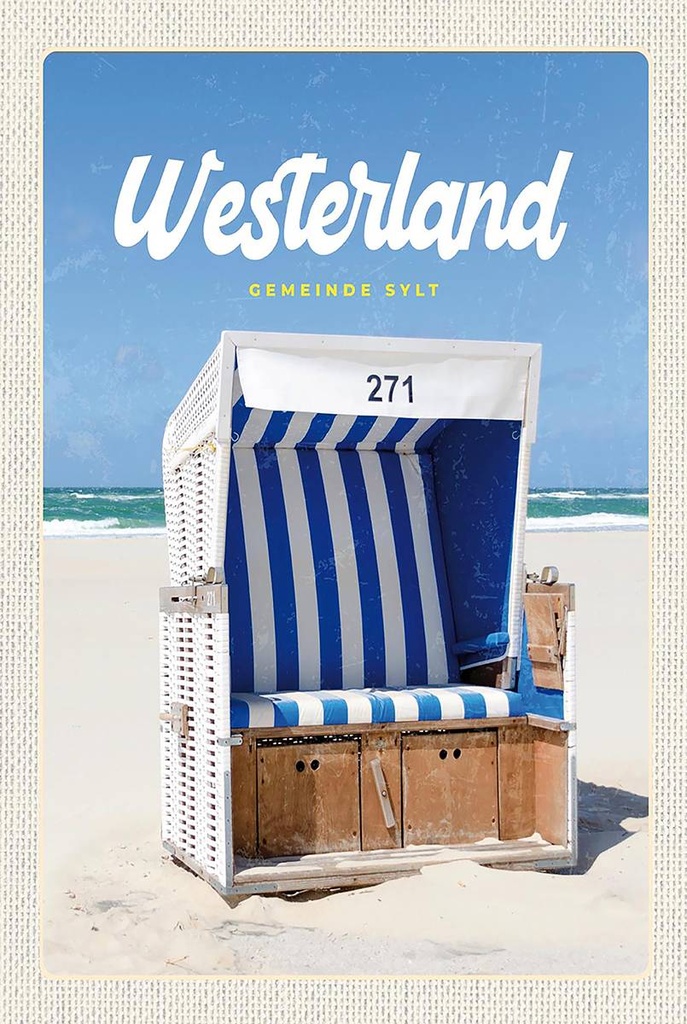 Holzschild 18x12 cm Westerland Sylt Schleswig-Holstein Bildmotiv Reisemotiv Abenteuer Reisen