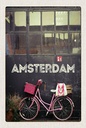 Holzschild 18x12 cm Amsterdam Stadt Fahrradzu Fuß Bildmotiv Reisemotiv Abenteuer Reisen