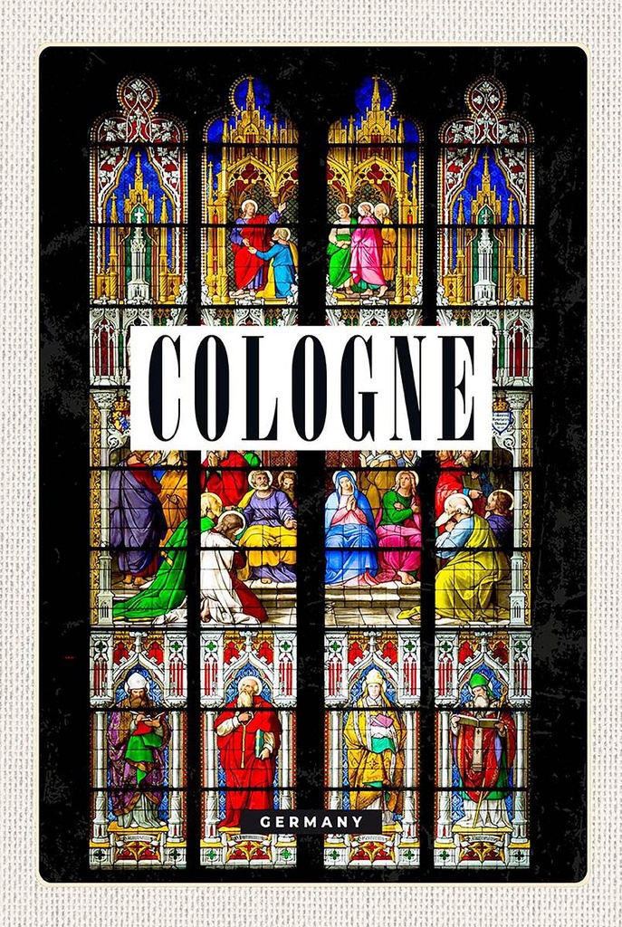 Holzschild 18x12 cm Köln Dom Geschichte Christus Zeichnung