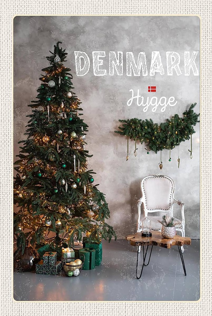 Holzschild 18x12 cm Dänemark Weihnachten Weihnachtsbaum