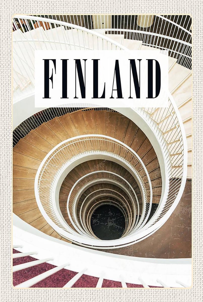 Holzschild 18x12 cm Finnland Treppen Gebäude Stufen Gang Bildmotiv Reisemotiv Abenteuer Reisen