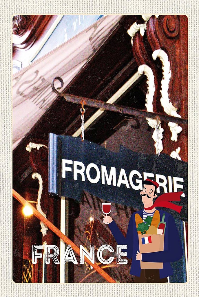 Holzschild 18x12 cm Frankreich Restaurant Fromagerie