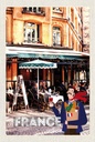 Holzschild 18x12 cm Frankreich Innenstadt Restaurant Wein