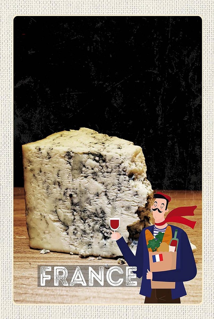 Holzschild 18x12 cm Frankreich Schimmelkäse Tradition