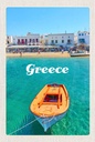 Holzschild 18x12 cm Greece Griechenland Meer Boot Strand Bildmotiv Reisemotiv Abenteuer Reisen