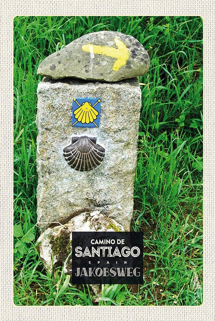 Holzschild 18x12 cm Spain Camino De Santiago Jakobsweg Bildmotiv Reisemotiv Abenteuer Reisen