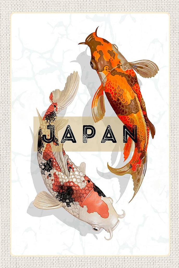 Holzschild 18x12 cm Japan Koi Fische AsienKunst Bildmotiv Reisemotiv Abenteuer Reisen
