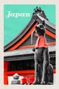 Holzschild 18x12 cm Japan Miyajima Tempel Kitsune Statue Bildmotiv Reisemotiv Abenteuer Reisen
