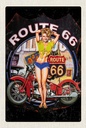 Holzschild 18x12 cm USA Amerika Route US 66 Biker Frau