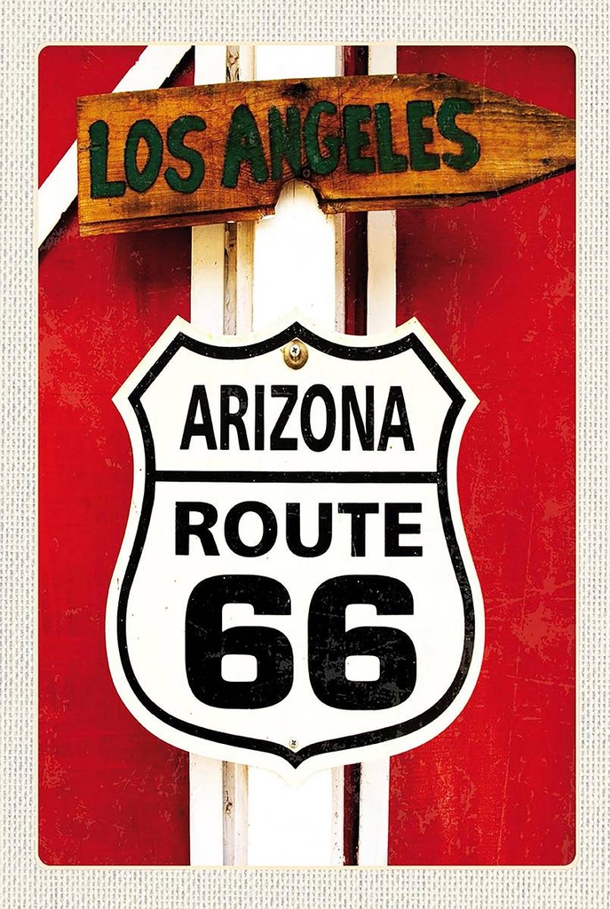 Holzschild 18x12 cm USA Los Angeles Arizona Route 66 Bildmotiv Reisemotiv Abenteuer Reisen