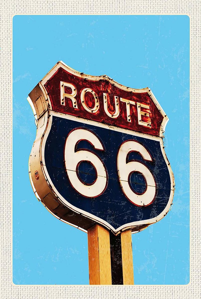 Holzschild 18x12 cm Amerika Route 66 Tankstelle Straße Bildmotiv Reisemotiv USA