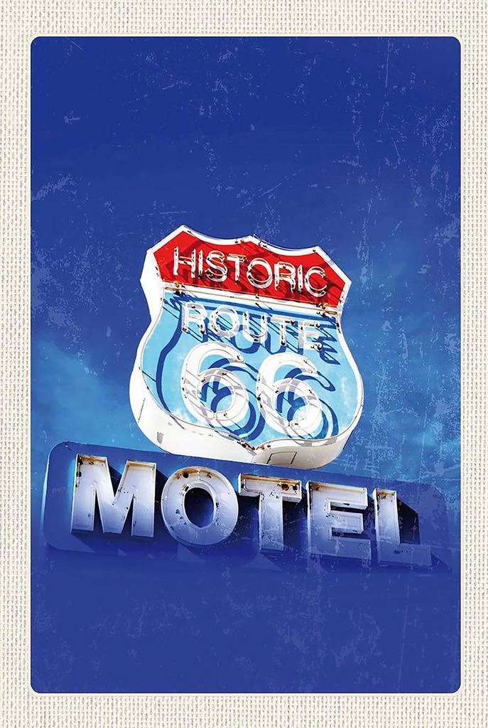 Holzschild 18x12 cm Amerika USA Route 66 Historic Motel Bildmotiv Reisemotiv