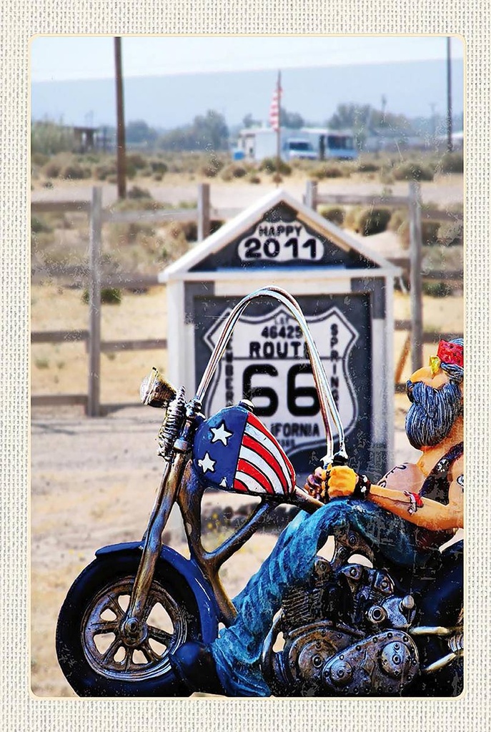 Holzschild 18x12 cm Amerika Route 66 Biker California Bildmotiv Reisemotiv USA