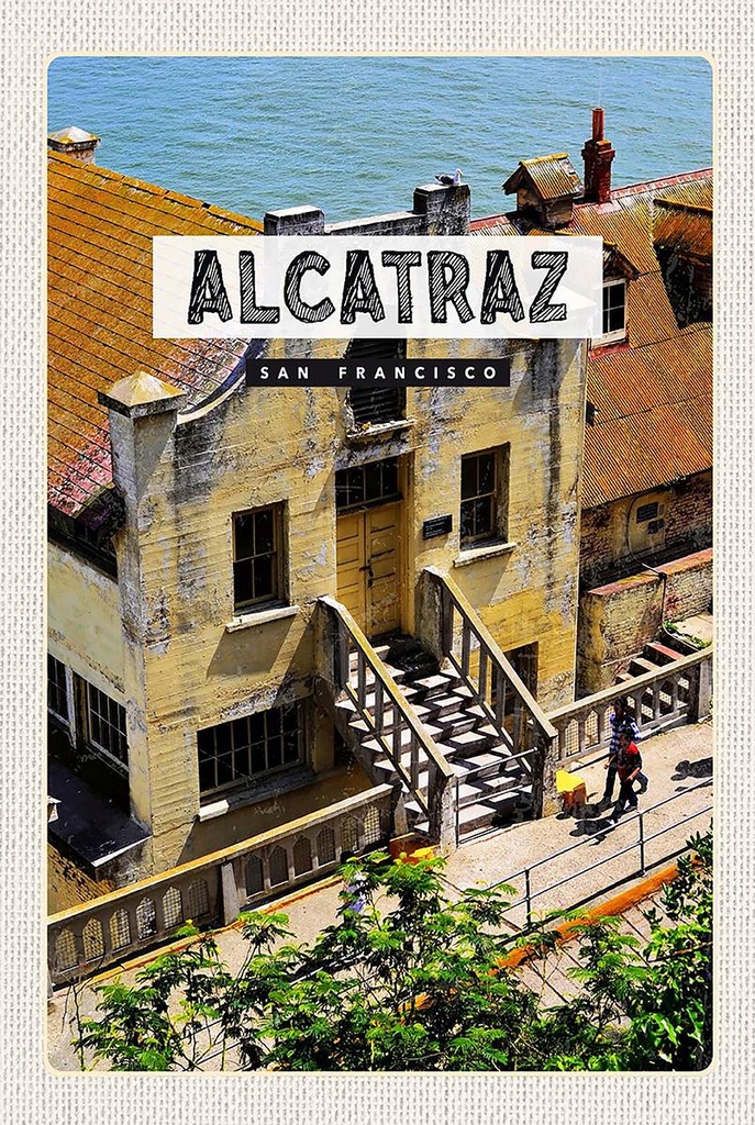 Holzschild 18x12 cm Alcatraz San Fancisco Meer Bildmotiv Reisemotiv Abenteuer Reisen