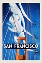 Holzschild 18x12 cm San Francisco Brücke Flugzeug Himmel Bildmotiv Reisemotiv Abenteuer Reisen
