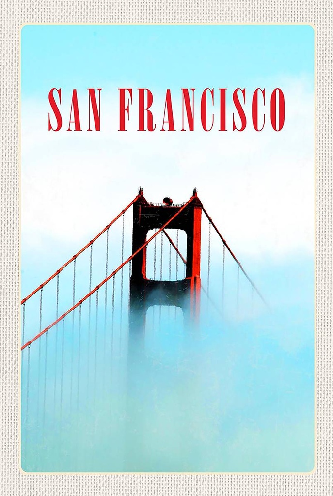 Holzschild 18x12 cm San Francisco Brücke Himmel blau Bildmotiv Reisemotiv Abenteuer Reisen