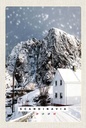 Holzschild 18x12 cm Skandinavien Schnee Winter Berg Haus Bildmotiv Reisemotiv Abenteuer Reisen