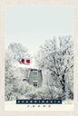 Holzschild 18x12 cm Skandinavien Schnee WeißHaus Bildmotiv Reisemotiv Abenteuer Reisen