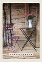 Holzschild 18x12 cm Skandinavien Terrasse Stuhl Tisch Blume Bildmotiv Reisemotiv Abenteuer Reisen