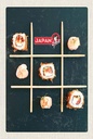 Holzschild 18x12 cm Japan Soja Sushi Fisch Gurke Stäbchen Bildmotiv Reisemotiv Abenteuer Reisen