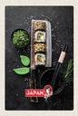 Holzschild 18x12 cm Japan Asien Sushi Fisch Essen Stäbchen Bildmotiv Reisemotiv Abenteuer Reisen
