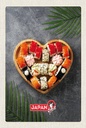 Holzschild 18x12 cm Japan Asien Sushi soße Gurke Stäbchen Bildmotiv Reisemotiv Abenteuer Reisen