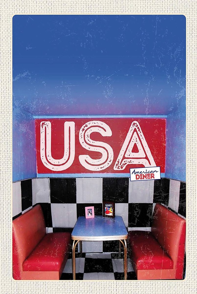Holzschild 18x12 cm Amerika Diner Restaurant Fast Food Bildmotiv Reisemotiv USA