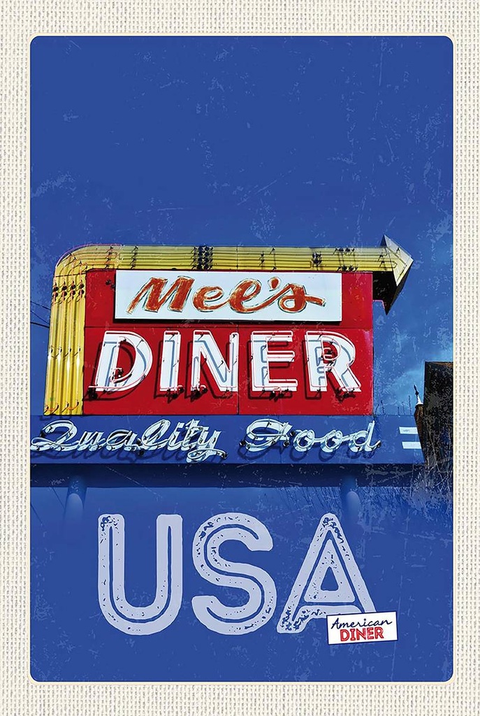 Holzschild 18x12 cm Amerika Meer Diner Restaurant Gericht Bildmotiv Reisemotiv USA